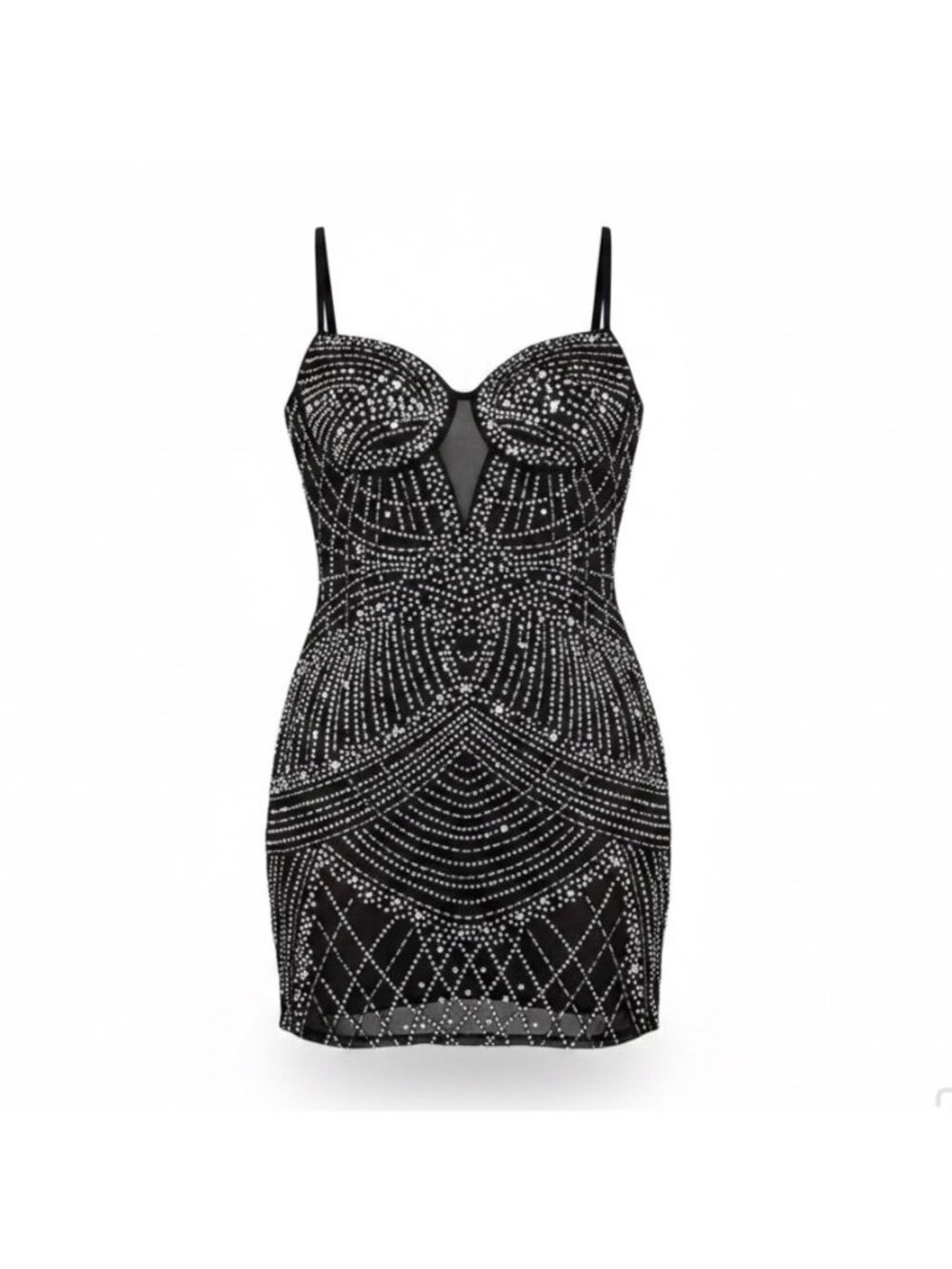 Windsor Womens Black Rhinestone Embellished Mini Cocktail Dress Size XL